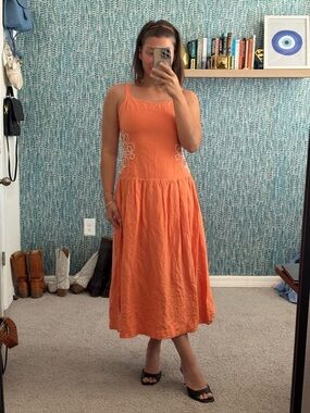 Mon Renn Anthropologie Luna Embroidered Midi Dress